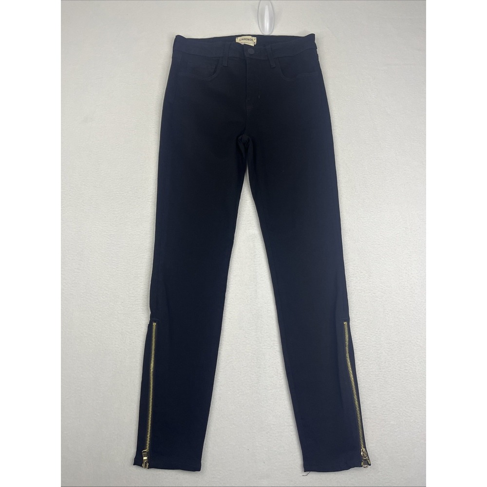 L Agence Womens Zipper Fly High Rise Sabine Skinny Zip Ankle Jeans Black Size 26
